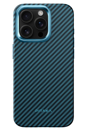 Pitaka Military-Grade iPhone 15 Pro Max MagSafe Uyumlu 1500D Aramid Fiber Kılıf Mavi  Pitaka