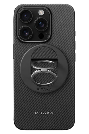 Pitaka Military-Grade Yüzük Standlı iPhone 16 Pro Max MagSafe Uyumlu Aramid Fiber Kılıf Siyah  Pitaka