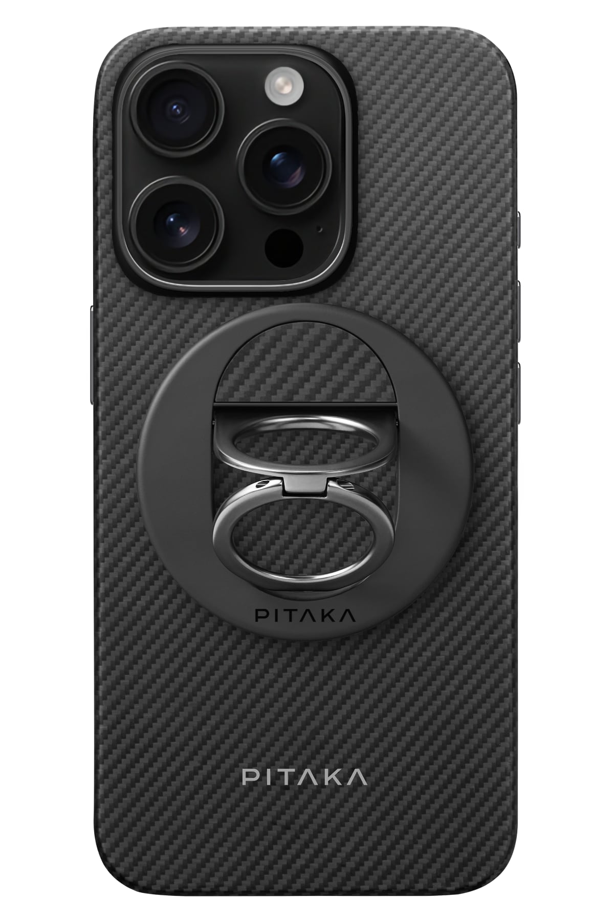 Pitaka Military-Grade Yüzük Standlı iPhone 16 Pro Max MagSafe Uyumlu Aramid Fiber Kılıf Siyah  Pitaka