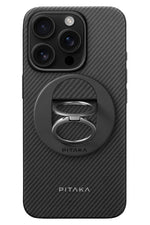 Pitaka Military-Grade Yüzük Standlı iPhone 16 Pro Max MagSafe Uyumlu Aramid Fiber Kılıf Siyah  Pitaka