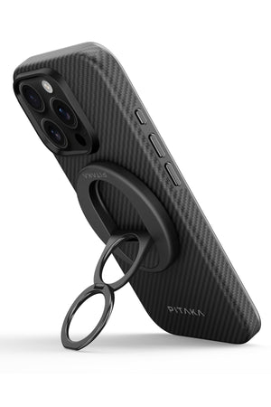 Pitaka Military-Grade Yüzük Standlı iPhone 16 Pro Max MagSafe Uyumlu Aramid Fiber Kılıf Siyah  Pitaka