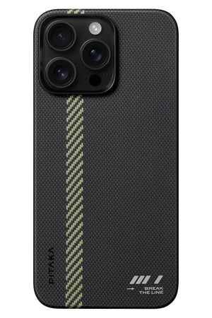 Pitaka Tactile Woven iPhone 15 Pro MagSafe Uyumlu 600D Aramid Fiber Kılıf Brake The Line  Pitaka