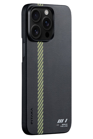 Pitaka Tactile Woven iPhone 15 Pro MagSafe Uyumlu 600D Aramid Fiber Kılıf Brake The Line  Pitaka