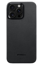 Pitaka Ultra-Slim Classic iPhone 15 Pro Max MagSafe Uyumlu 600D Aramid Fiber Kılıf Siyah  Pitaka