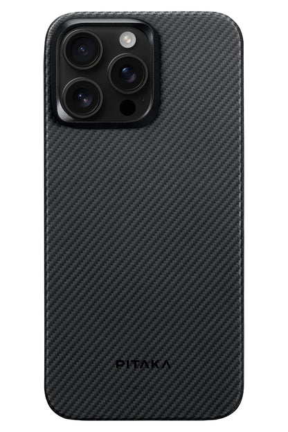 Pitaka Ultra-Slim Classic iPhone 15 Pro Max MagSafe Uyumlu 600D Aramid Fiber Kılıf Siyah  Pitaka