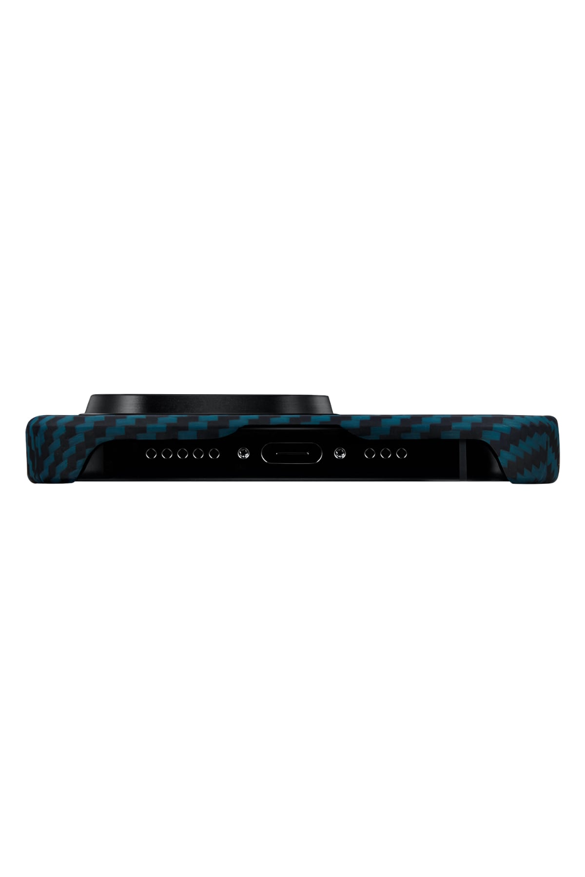 Pitaka Ultra Slim iPhone 15 Pro MagSafe Uyumlu Aramid Fiber Kılıf Black Blue Twill  Pitaka