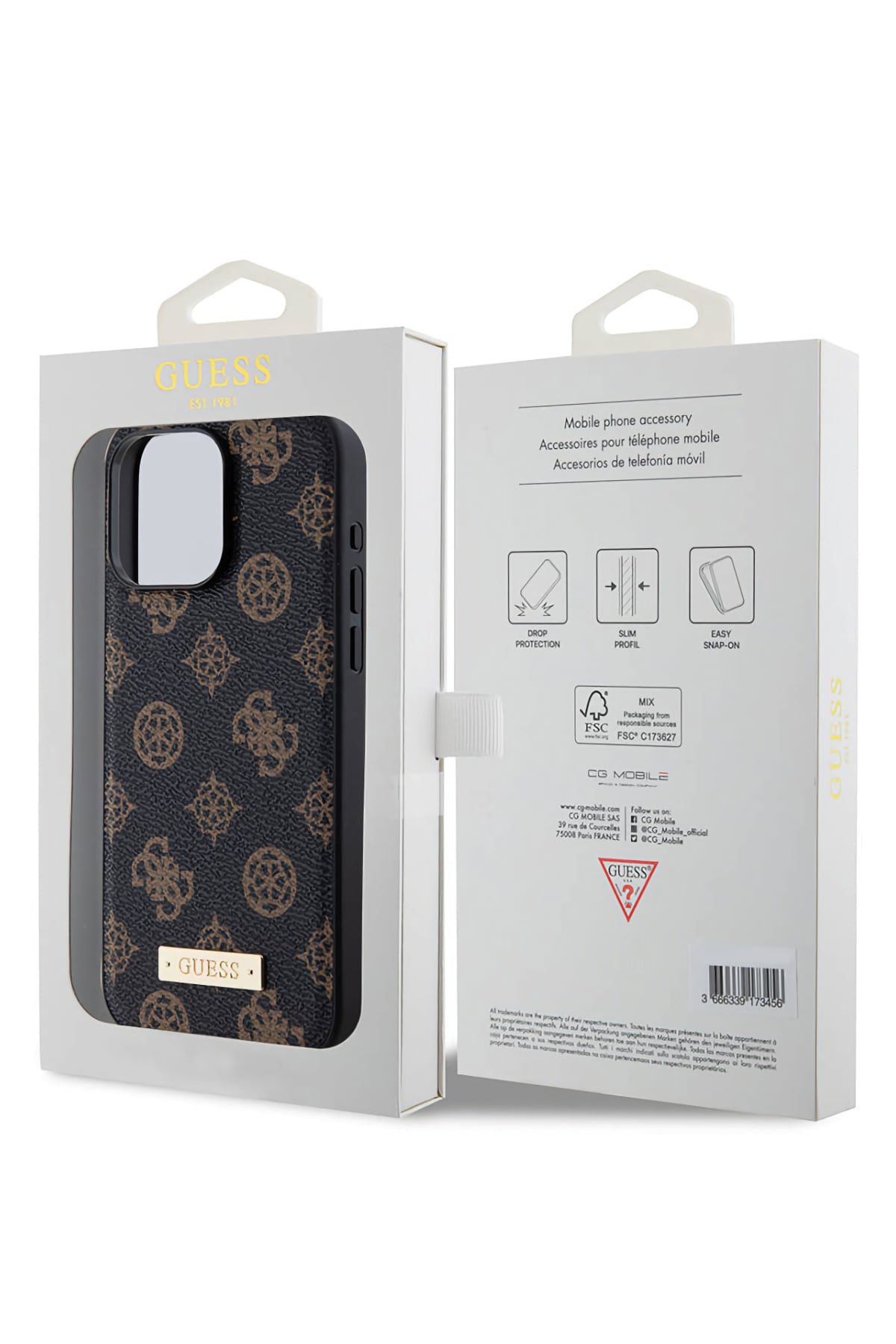 Guess iPhone 14 Pro Magsafe Uyumlu Metal Plate Kılıf Siyah  Guess