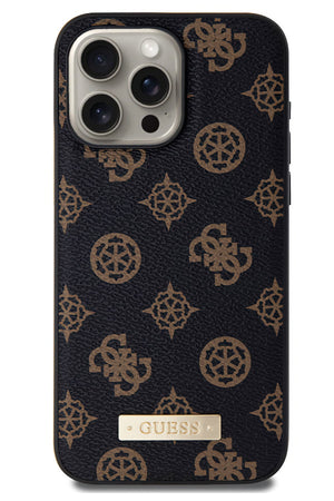 Guess iPhone 15 Pro Magsafe Uyumlu Metal Plate Kılıf Siyah  Guess