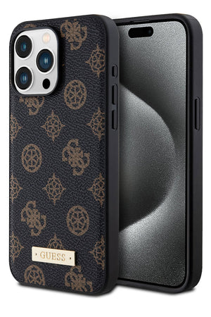 Guess iPhone 15 Pro Magsafe Uyumlu Metal Plate Kılıf Siyah  Guess