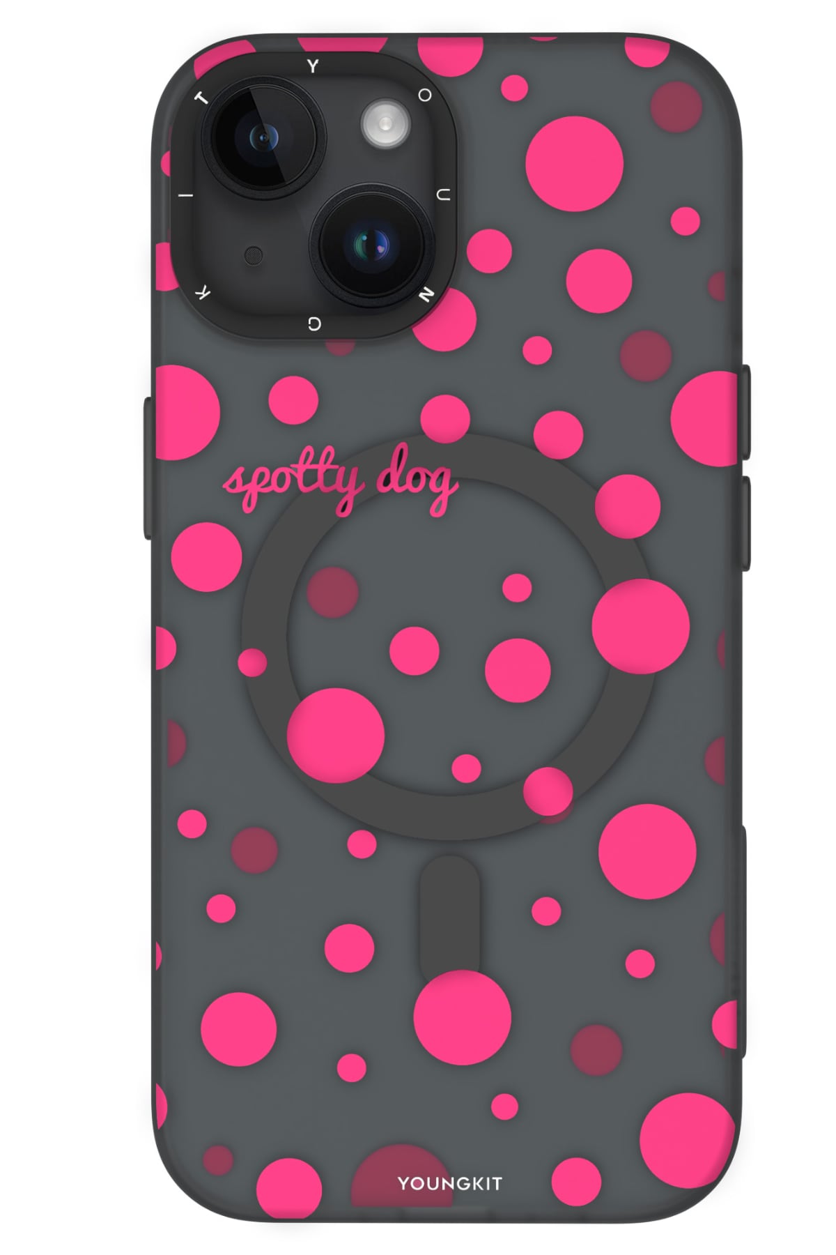 Youngkit Polka Dots iPhone 15 Magsafe Uyumlu Kılıf Gri  Youngkit