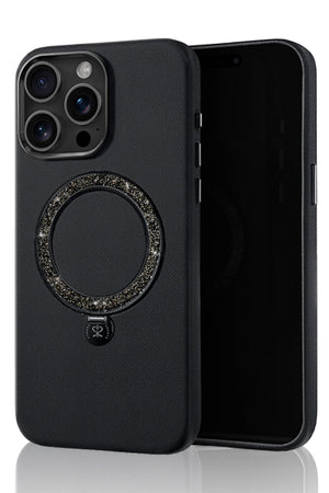 Pynana Dancing Circle iPhone 15 Pro Max Standlı Kılıf Magsafe Uyumlu Siyah Pynana