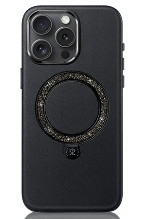 Pynana Dancing Circle iPhone 15 Pro Standlı Kılıf Magsafe Uyumlu Siyah Pynana