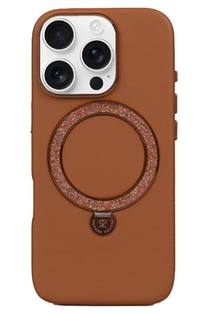 Pynana Dancing Circle iPhone 16 Pro Max Standlı Kılıf Magsafe Uyumlu Kahverengi Pynana