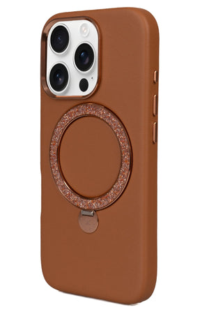 Pynana Dancing Circle iPhone 16 Pro Max Standlı Kılıf Magsafe Uyumlu Kahverengi Pynana