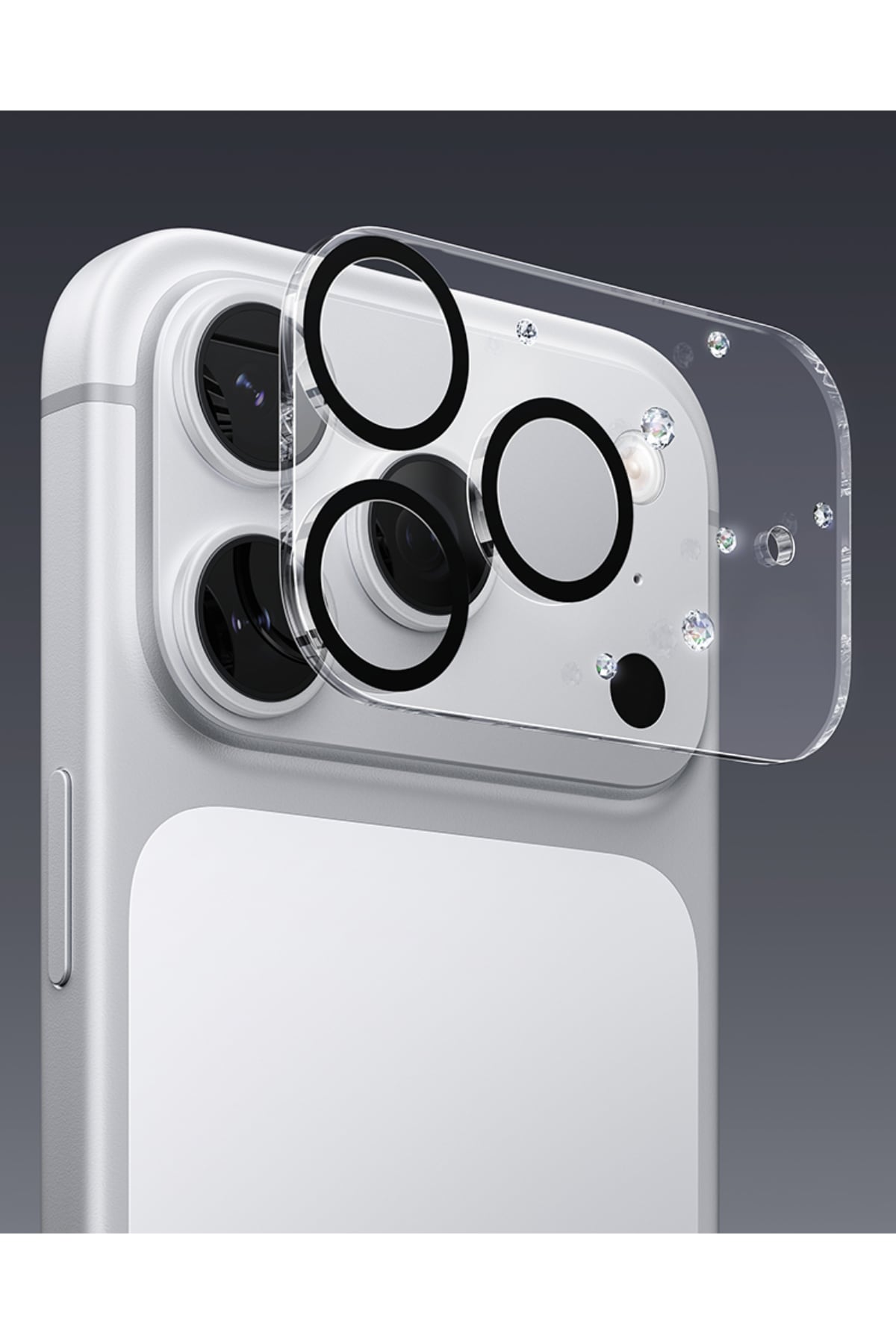 Pynana iPhone 17 Pro / Max Diamond Sky Serisi Taşlı Kamera Ada Lens Koruyucu Şeffaf Pynana