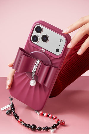 Pynana LunaBow Serisi Magsafe Uyumlu Ring Stand Telefon Tutucu Bordo Pynana