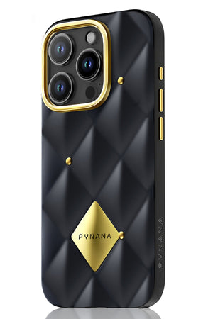 Pynana Metal Diamond iPhone 16 Pro Kılıf Siyah Pynana