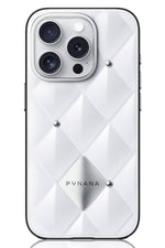 Pynana Metal Diamond iPhone 16 Pro Max Kılıf Beyaz Pynana
