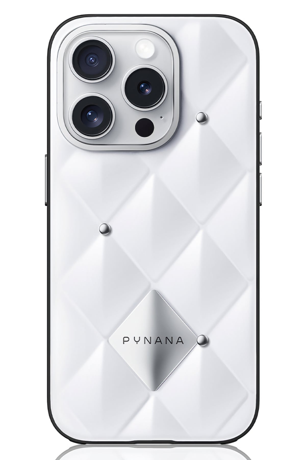 Pynana Metal Diamond iPhone 16 Pro Max Kılıf Beyaz Pynana