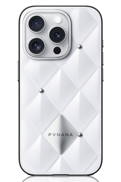 Pynana Metal Diamond iPhone 16 Pro Max Kılıf Beyaz Pynana