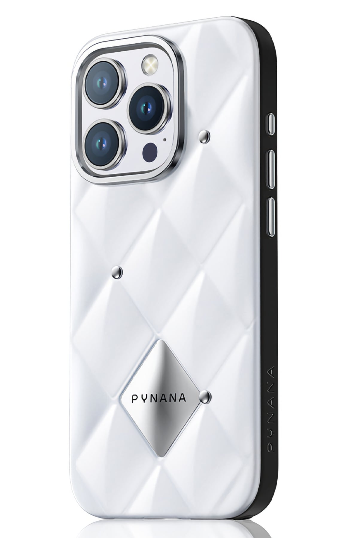 Pynana Metal Diamond iPhone 16 Pro Max Kılıf Beyaz Pynana
