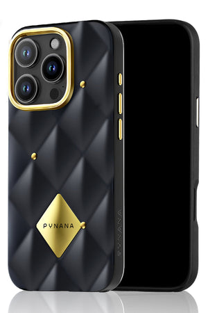 Pynana Metal Diamond iPhone 16 Pro Max Kılıf Siyah Pynana