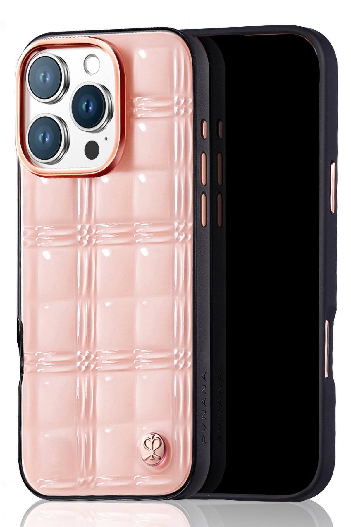 Pynana Metal Grid iPhone 16 Pro Kılıf Askı Aparatlı Pembe Pynana