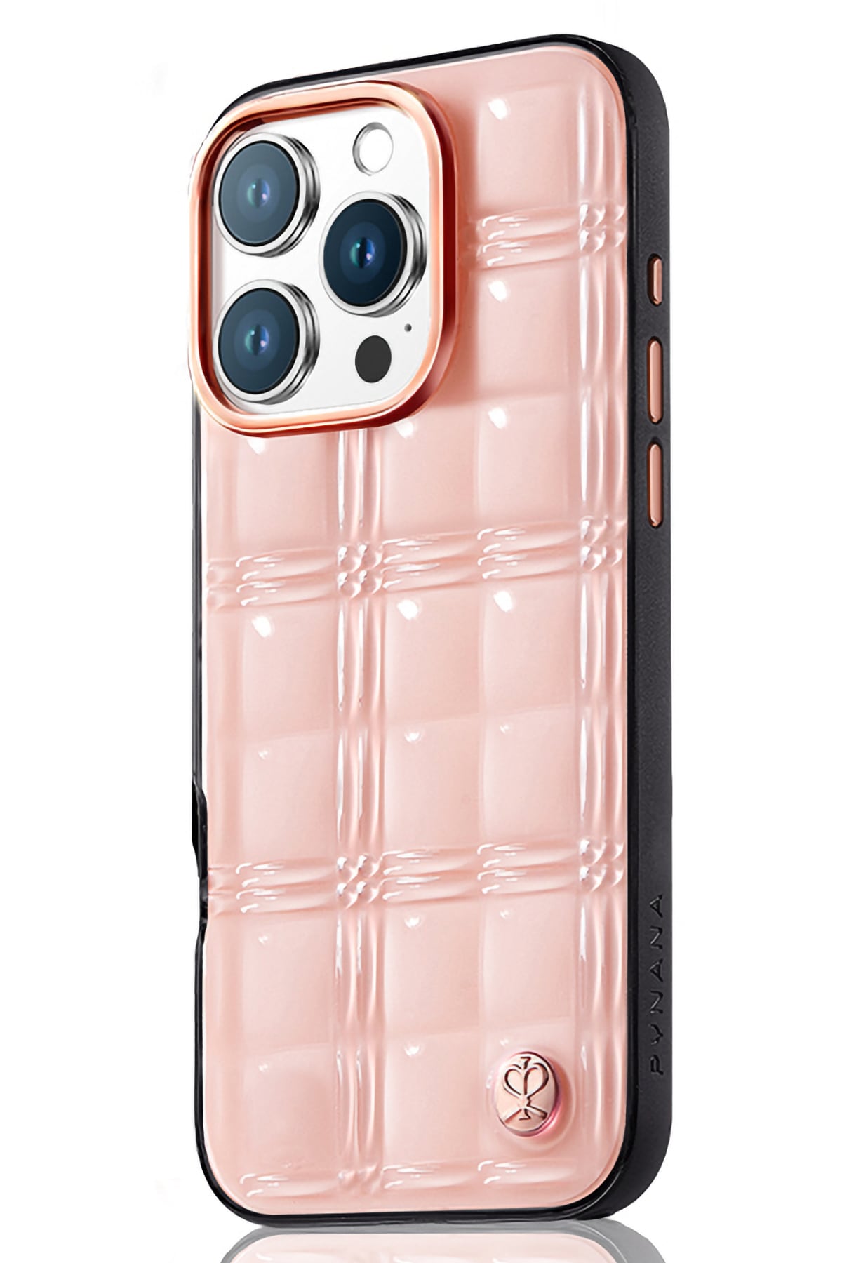 Pynana Metal Grid iPhone 16 Pro Kılıf Askı Aparatlı Pembe Pynana