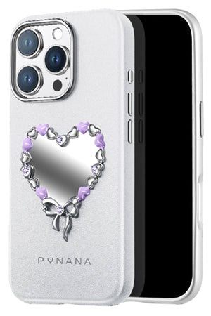 Pynana Mirror Serisi Zirconia Taşlı iPhone 16 Pro Kılıf Beyaz Pynana