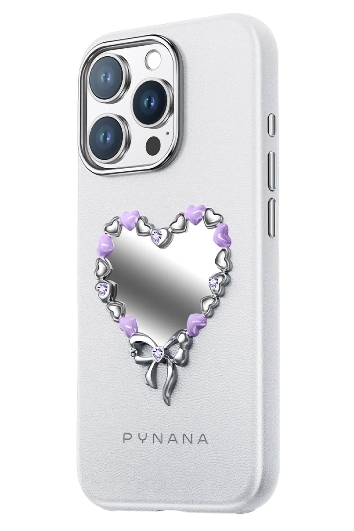 Pynana Mirror Serisi Zirconia Taşlı iPhone 16 Pro Max Kılıf Beyaz Pynana