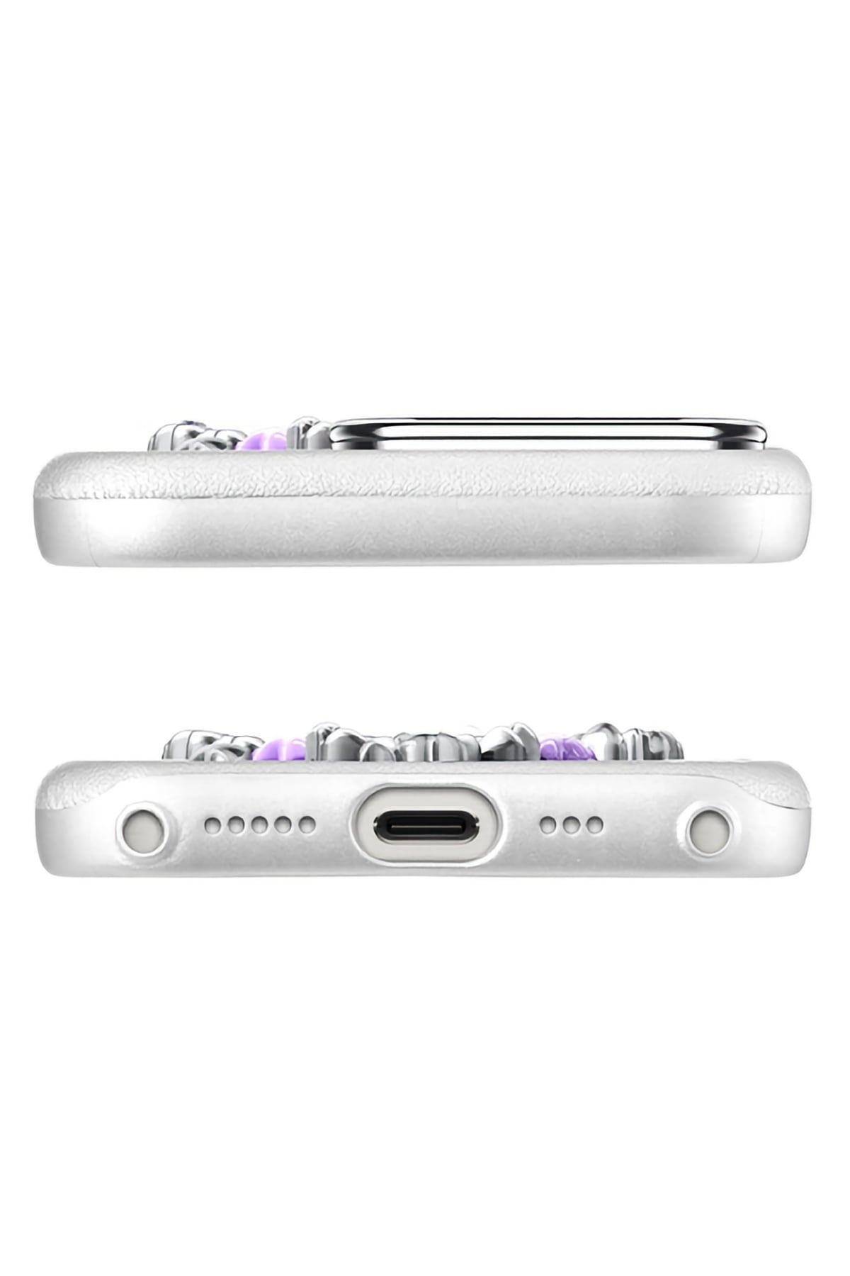 Pynana Mirror Serisi Zirconia Taşlı iPhone 16 Pro Max Kılıf Beyaz Pynana