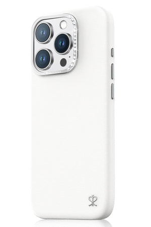 Pynana Starry iPhone 16 Pro Deri Kılıf Magsafe Uyumlu Beyaz Pynana