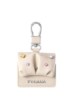 Pynana Sugar Cube Airpods 4 Kılıf PU Deri Taşlı Çanta Bej Pynana