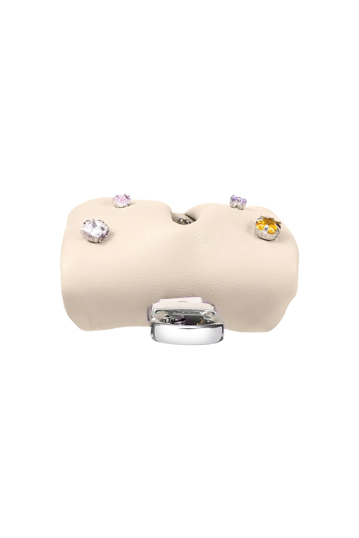 Pynana Sugar Cube Airpods 4 Kılıf PU Deri Taşlı Çanta Bej Pynana