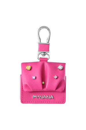 Pynana Sugar Cube Airpods 4 Kılıf PU Deri Taşlı Çanta Pembe Pynana
