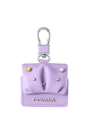 Pynana Sugar Cube Airpods Pro 2 Kılıf PU Deri Taşlı Çanta Mor Pynana