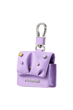 Pynana Sugar Cube Airpods Pro 2 Kılıf PU Deri Taşlı Çanta Mor Pynana