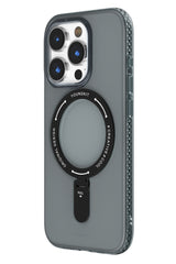 Youngkit Rock iPhone 15 Pro Max Uyumlu Magsafe Buzlu Siyah Stand Kılıf