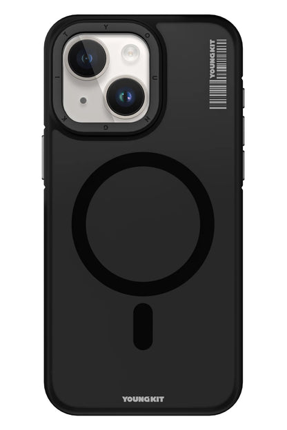 Youngkit Rock Sand Skin iPhone 15 Uyumlu Magsafe Siyah Kılıf
