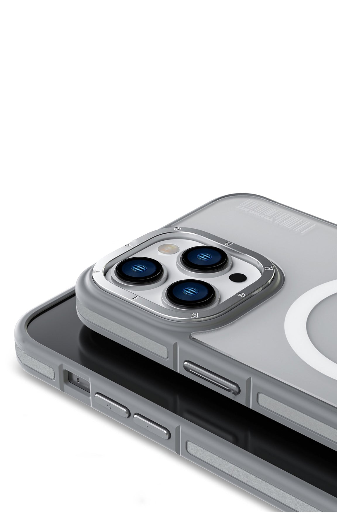 Youngkit Rock Sand Skin iPhone 15 Pro Uyumlu Magsafe Gri Kılıf  Youngkit