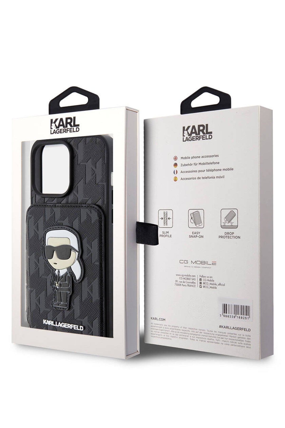 Karl Lagerfeld iPhone 15 Pro Uyumlu Saffiano Kartlıklı Standlı Kılıf Siyah  Karl Lagerfeld