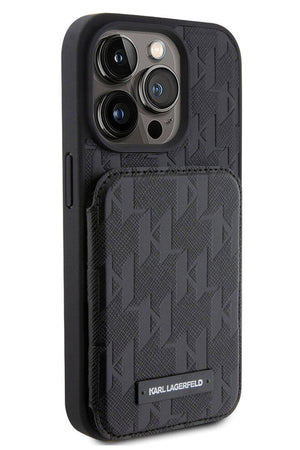 Karl Lagerfeld iPhone 15 Pro Uyumlu Saffiano Standlı Kartlıklı Kılıf Siyah  Karl Lagerfeld