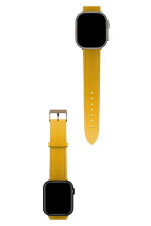 Apple Watch Uyumlu Saffiano Deri Kordon Safran  bikordon