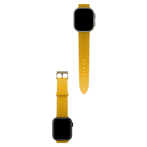 Apple Watch Uyumlu Saffiano Deri Kordon Safran  bikordon