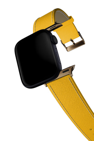 Apple Watch Uyumlu Saffiano Deri Kordon Safran  bikordon
