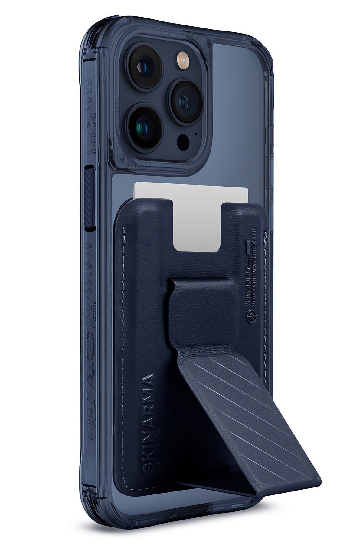 SkinArma iPhone 15 Pro Uyumlu Saıdo Kado Kartlıklı Standlı Kılıf Mavi  SkinArma