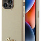 Guess iPhone 15 Pro Uyumlu Glitter Glossy Script Silikon Kılıf Gold  Guess