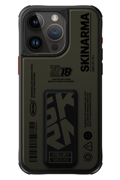 SkinArma Spunk iPhone 15 Pro Compatible Case with Stand Khaki 