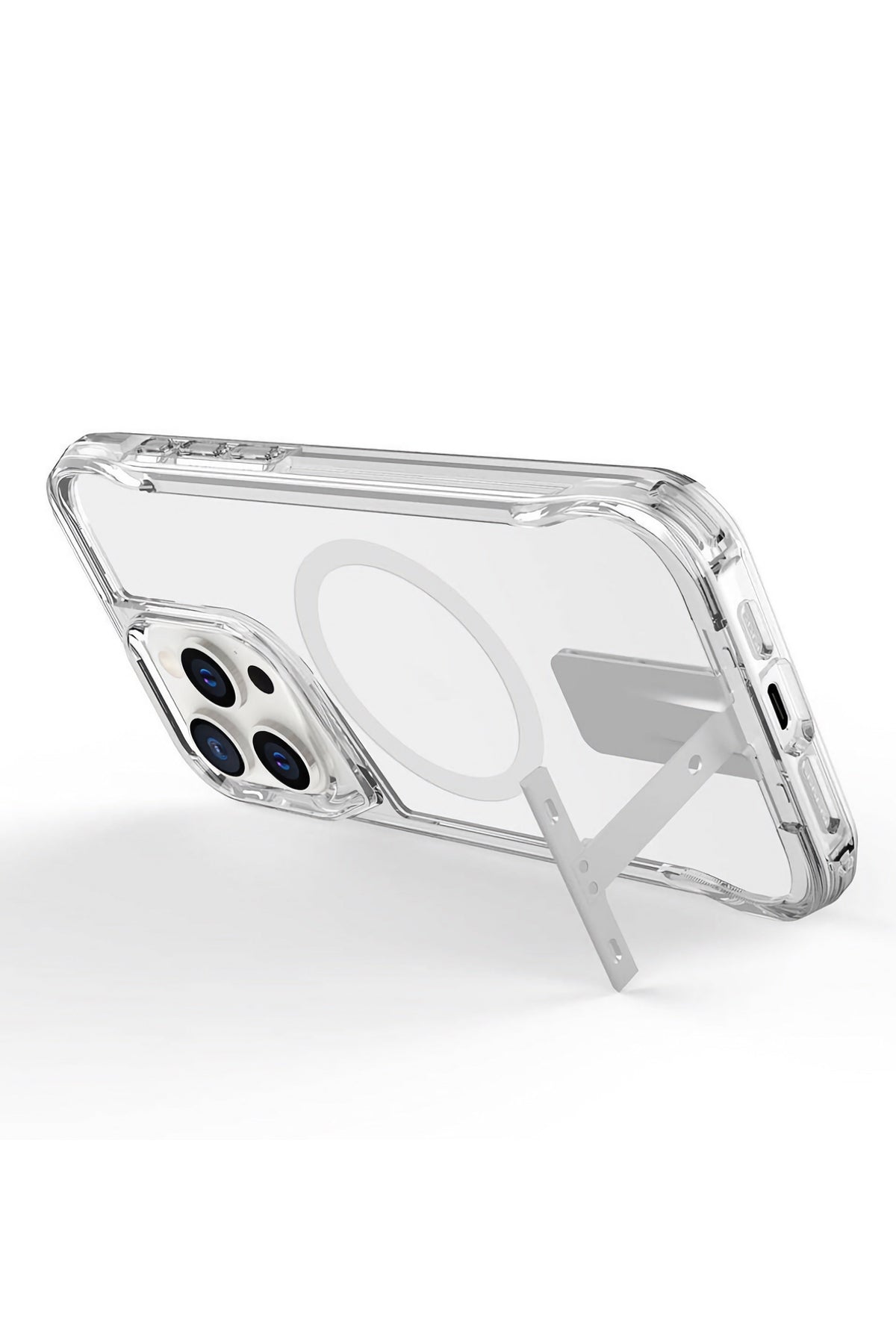 Artoncase Shield Apple iPhone 15 Pro Magsafe Uyumlu Gizli Standlı Şeffaf Kılıf Artoncase