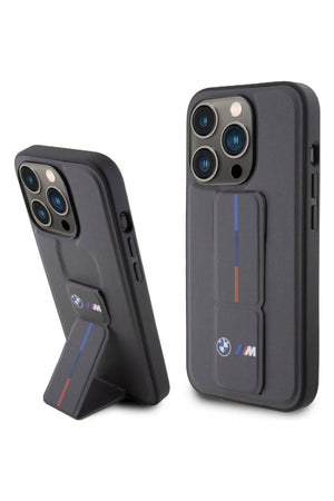 Apple iPhone 15 Pro Max uyumlu BMW Standlı Kılıf Gri  BMW